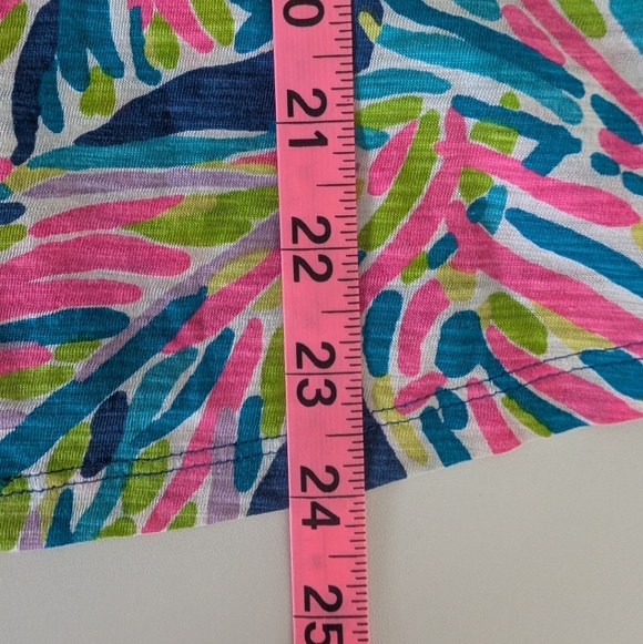 Lilly Pulitzer Gigi Tank Top Small Tropical Palm Print V Neck Cotton - Picture 8 of 8